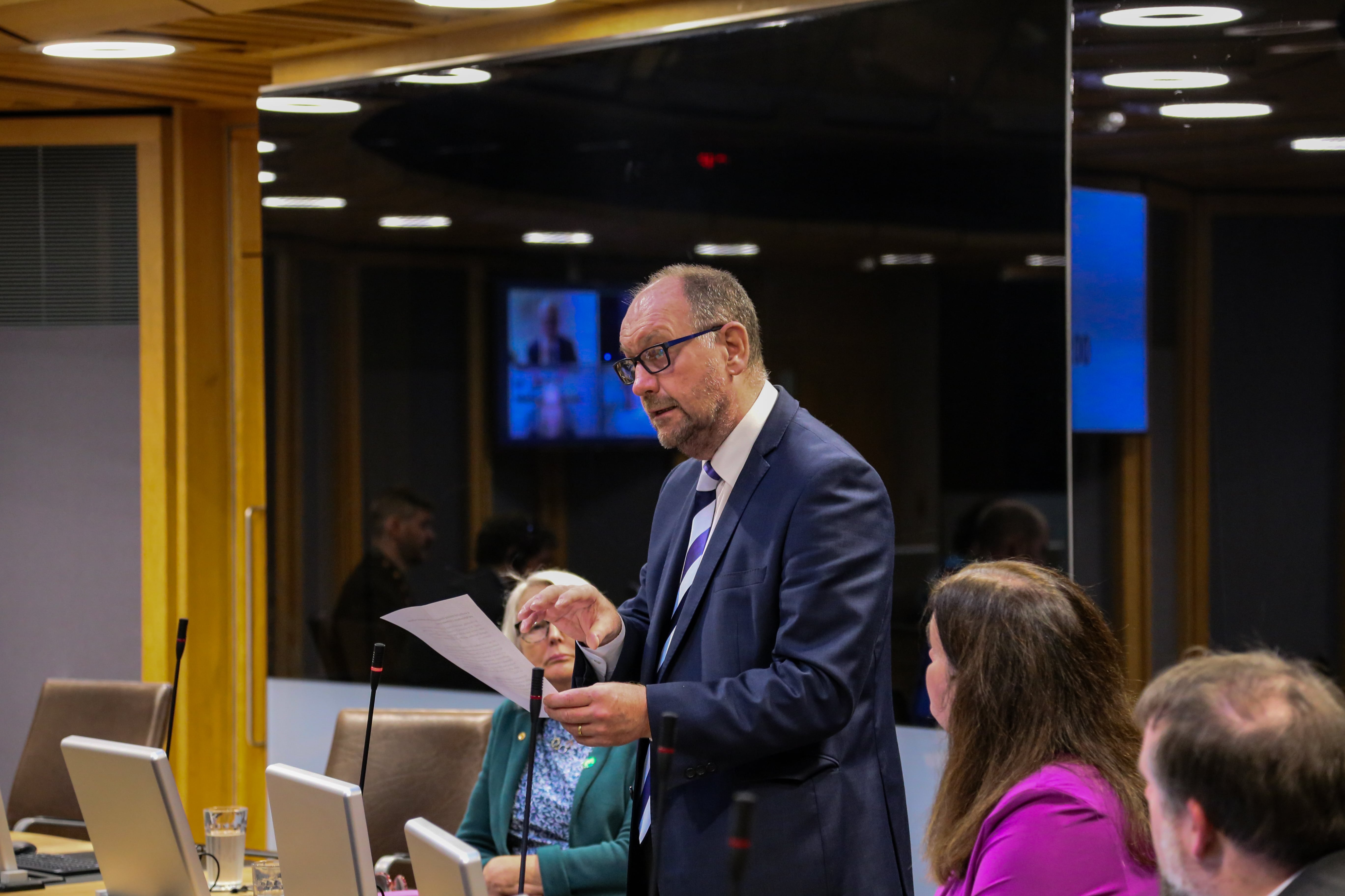 Cefin Campbell MS talking in the Senedd